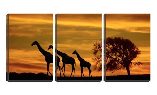 Quadro Decorativo 30x66 silhueta de girafas - 1