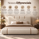 Ver imagem 3 de Conjunto Cama King Cabeceira Star Divani Bouclé Premiun Detalhes em Courino Luxouso Moderna Elegante