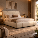 Ver imagem 1 de Conjunto Cama King Cabeceira Star Divani Bouclé Premiun Detalhes em Courino Luxouso Moderna Elegante