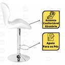 Ver imagem 4 de Kit 06 Banquetas Slim Estofada Giratória com Regulagem de Altura - Branco