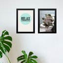 Ver imagem 1 de Kit 2 Quadros Banheiro Perereca Relax 24x18cm:moldura Preta