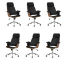 Ver imagem 1 de Kit 6 Cadeira de Escritório Home Office Decorativas Casemiro Pu C/regulagem de Altura Base Giratória