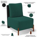 Ver imagem 4 de Poltrona Decorativa Sala Estar Living Pés Madeira Hungria L02 Couríssimo Preto Bouclê Verde - Lyam L