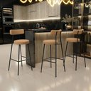 Ver imagem 2 de Banqueta Alta Bar Cozinha Sala De Jantar Estrutura Em Aço Milão L02 Bouclê Mostarda - Lyam Decor