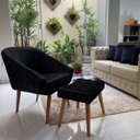 Ver imagem 2 de Kit Duas Poltronas Giovana em Sued Premium:preto Pés Madeira Claro