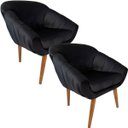 Ver imagem 1 de Kit Duas Poltronas Giovana em Sued Premium:preto Pés Madeira Claro
