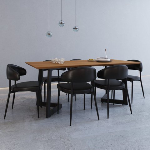Conjunto para Cozinha com 6 Cadeiras Toronto Marrom/Preto/Mel