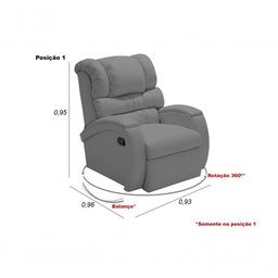 Poltrona Reclinável Imperial Idosos Pós Operatório Giro e Balanço Corano Cinza 312 - 8