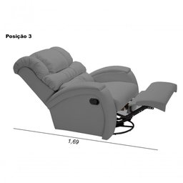 Poltrona Reclinável Imperial Idosos Pós Operatório Giro e Balanço Corano Cinza 312 - 6