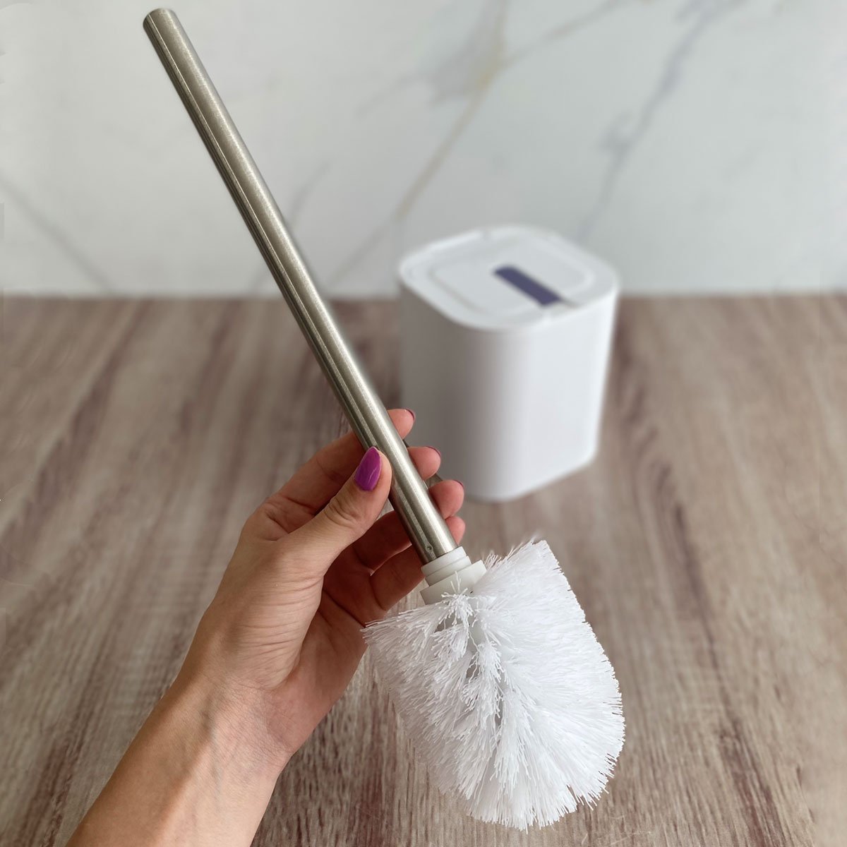 Conjunto 2 Escovas Sanitárias com Suportes para Banheiro Lavabo Polipropileno Dual ou Branco - 6