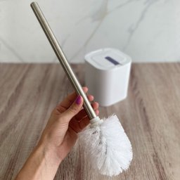 Conjunto 2 Escovas Sanitárias com Suportes para Banheiro Lavabo Polipropileno Dual ou Branco - 6