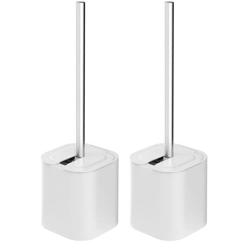 Conjunto 2 Escovas Sanitárias com Suportes para Banheiro Lavabo Polipropileno Dual ou Branco
