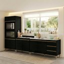 Ver imagem 1 de Cozinha Compacta Modulada 3 Peças com Paneleiro Milão Menu Móveis Preto