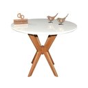 Ver imagem 1 de Mesa Jantar Pandora Tampo Redondo Laca com Vidro 80cm Branco