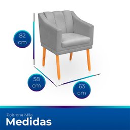 Kit com 2 Cadeiras Poltrona para Sala Moderna e Confortável Mila Suede - 7