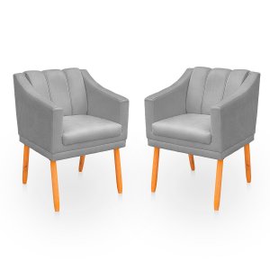 Kit com 2 Cadeiras Poltrona para Sala Moderna e Confortável Mila Suede