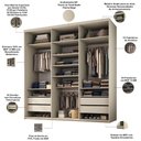 Ver imagem 2 de Closet Casal Guarda Roupa sem Porta Tunísia R02 4 Gavetas MDF 208cm Bege Lyam Decor