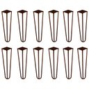 Ver imagem 1 de Kit 12 Pés de Metal 25 CM Hairpin Legs Rack e Puffs Bronze