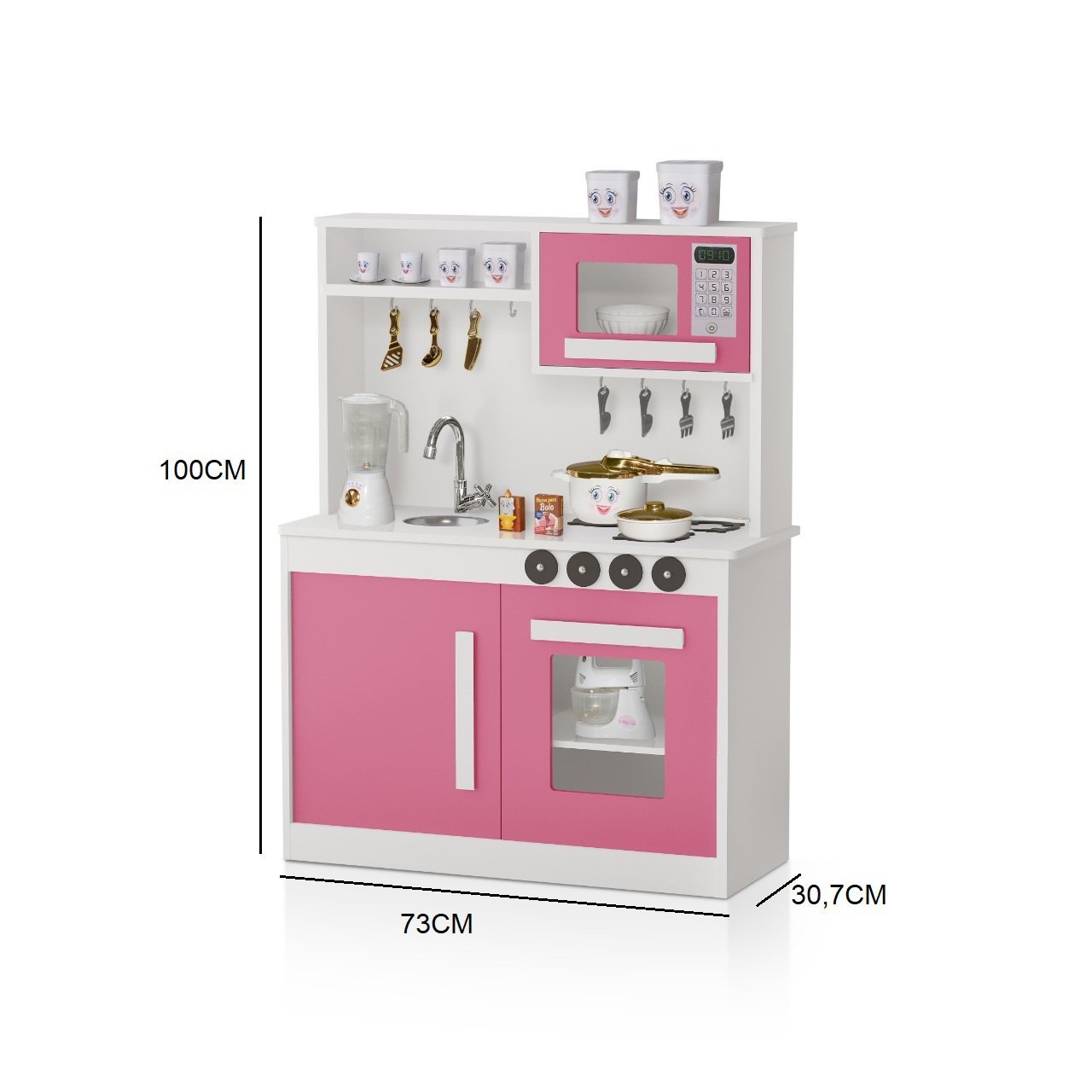 Cozinha Infantil em Mdf com Pia Micro-ondas Forno e Fogão - 3