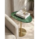 Ver imagem 4 de Mesa Lateral Orgânica Mármore Verde Guatemala Base Dourada 52cm