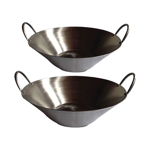 Kit Fritura Cozinha Profissional Tacho de Aço Inox 45 e 51cm