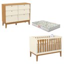 Ver imagem 1 de Berço Americano e Cômoda 6 Gavetas Unique Off White Freijó Eco Wood com Colchão Gazin - Matic