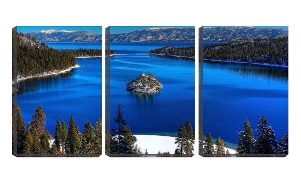 Quadro Decorativo 68x126 lago azul entre montanhas - 1