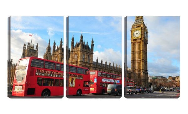 Quadro Decorativo 68x126 ônibus perto do big ben - 1