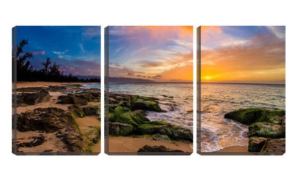 Quadro Decorativo 68x126 água do mar sobre pedras - 1