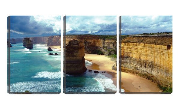 Quadro Decorativo 68x126 paredão de pedras na praia - 1