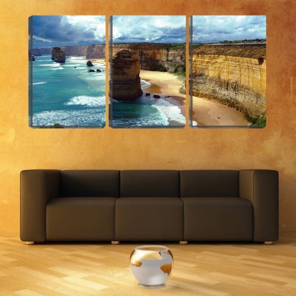 Quadro Decorativo 68x126 paredão de pedras na praia - 2