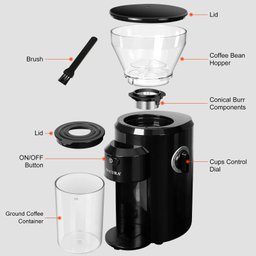 Secura Moedor de Café Elétrico Conical Burr com 18 Ajustes e Capacidade para 10 Xícaras - 8
