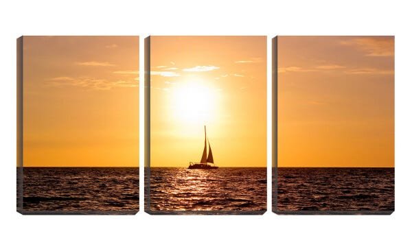 Quadro Decorativo 68x126 veleiro solitário no mar - 1