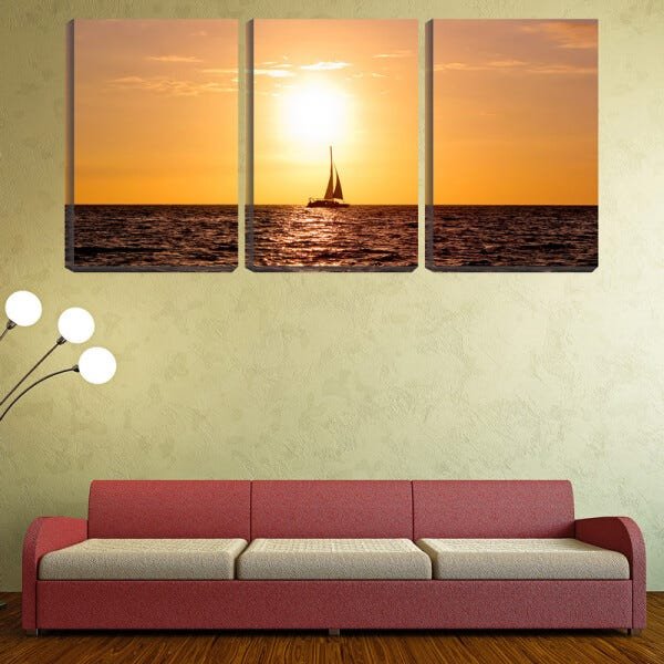 Quadro Decorativo 68x126 veleiro solitário no mar - 2