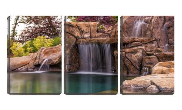Quadro Decorativo 68x126 pequena cachoeira e água calma - 1