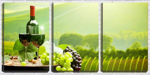 Quadro Decorativo 68x126 vinho branco na roça - 1