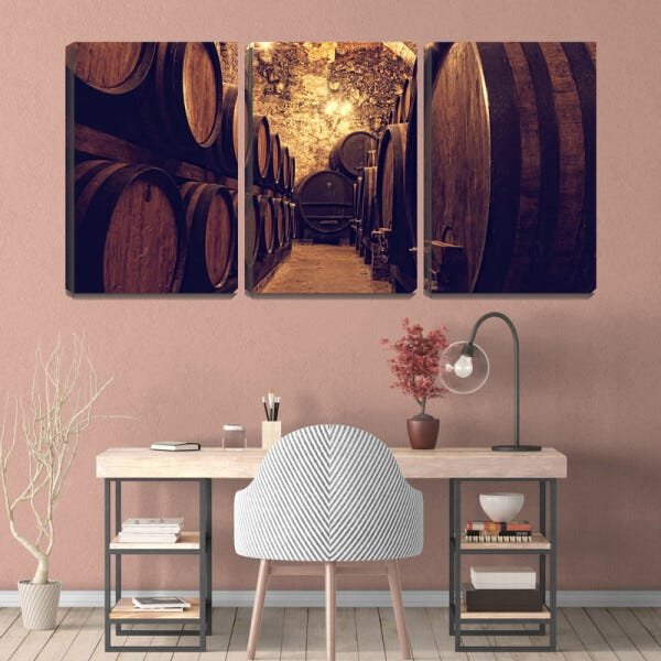 Quadro Decorativo 55x110 barris de vinho enfileirados - 2