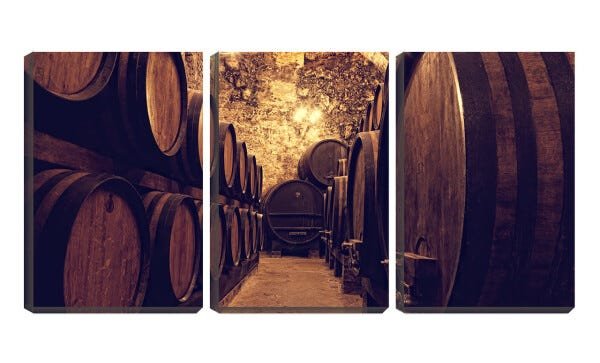 Quadro Decorativo 55x110 barris de vinho enfileirados - 1