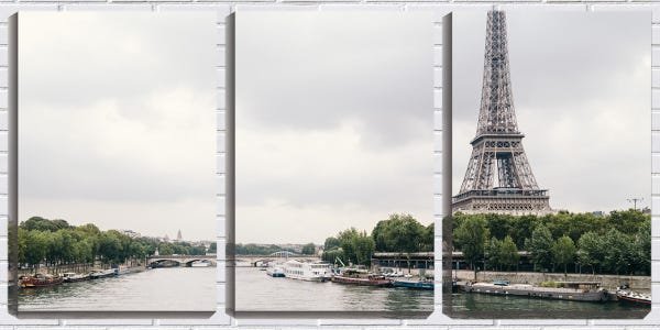 Quadro Decorativo 55x110 torre Eiffel vista do senna - 1