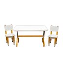 Ver imagem 2 de Kit 2 Cadeiras Mesa Infantil Tesoura Amarelo Tampo Branco Retangular Base Temática para Estudos e de