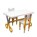 Ver imagem 4 de Kit 2 Cadeiras Mesa Infantil Tesoura Amarelo Tampo Branco Retangular Base Temática para Estudos e de