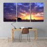 Quadro Decorativo 55x110 cabanas no cais céu dourado - 2