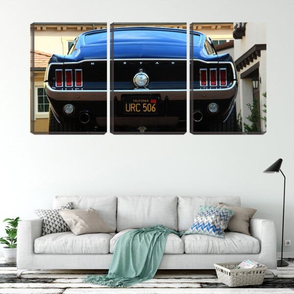 Quadro Decorativo 55x110 antigo mustang azul - 2