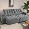 Sofá Retrátil e Reclinável 3 Lugares 2,30m com Porta Copos Veludo New Coliseu Selmer Cinza Cinza - 2