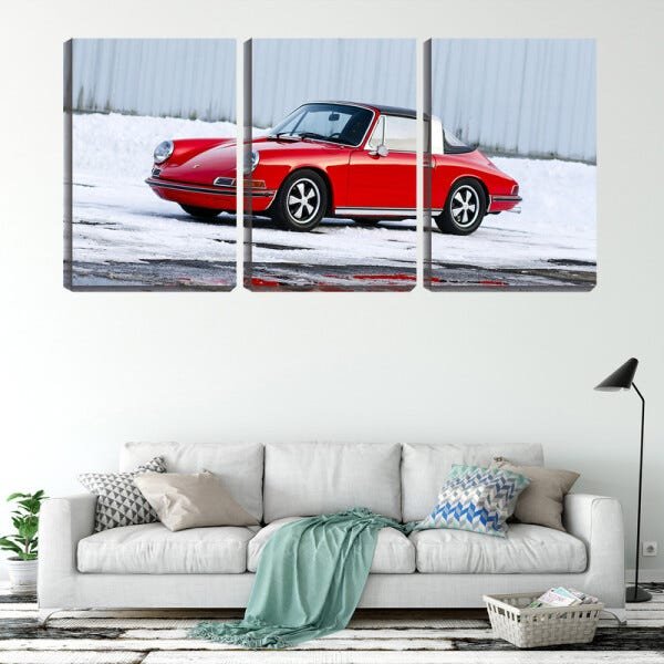 Quadro Decorativo 55x110 carro antigo vermelho - 2