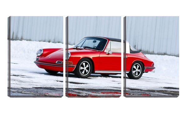 Quadro Decorativo 55x110 carro antigo vermelho - 1