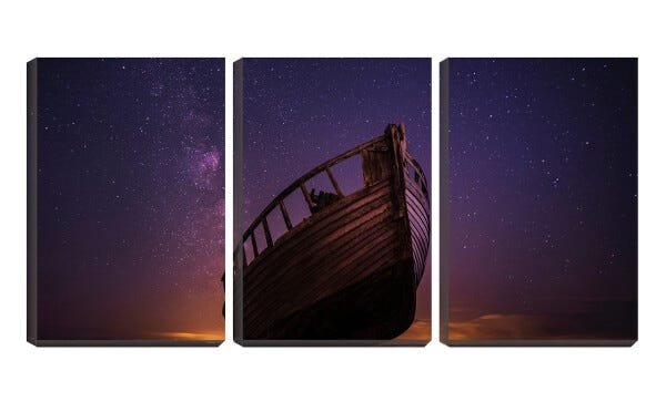 Quadro Decorativo 55x110 carcaça de barco sob estrelas - 1