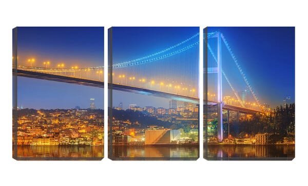 Quadro Decorativo 55x110 ponte pênsil iluminada - 1