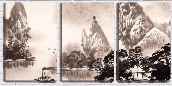 Quadro Decorativo 45x96 arte japonesa montanha - 1