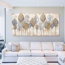 Ver imagem 2 de Quadro Decorativo Botânico Folhas, Tela em Canvas ideal para Sala, Quarto e Hall (100x70 cm)